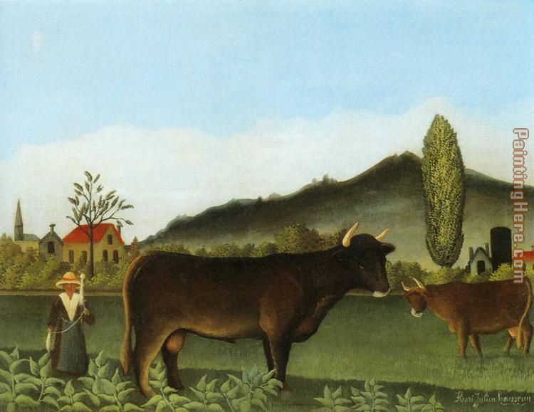 Henri Rousseau Landscape with Cattle